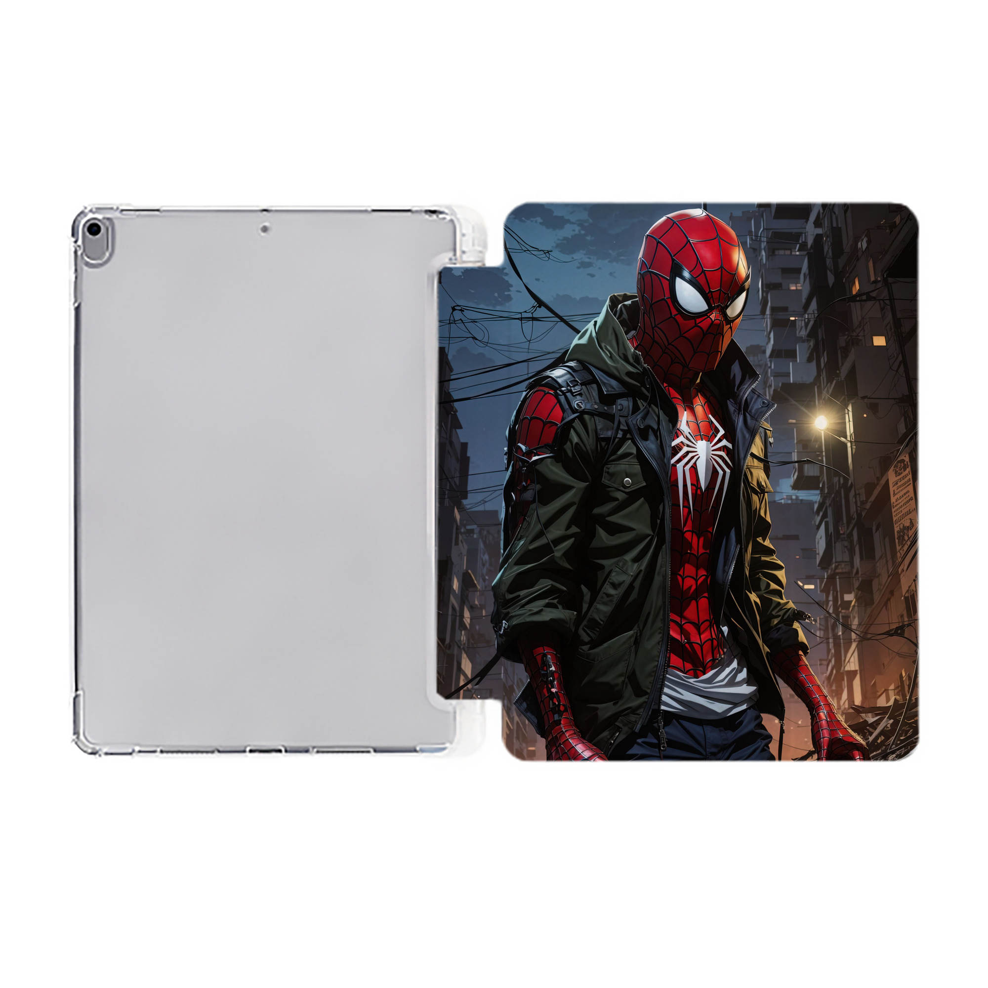 （画像用） Spider Man スパイダーマン IPad ケース ペン収納付き 三つ折りスタンド PUレザー×シリコン 対応機種9.5/10.5/10.9インチ